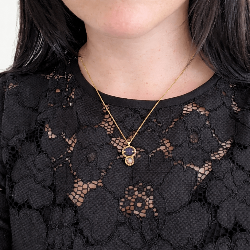 Line &amp; Label - Duo Pendant - Tanzanite &amp; Opal - Meg