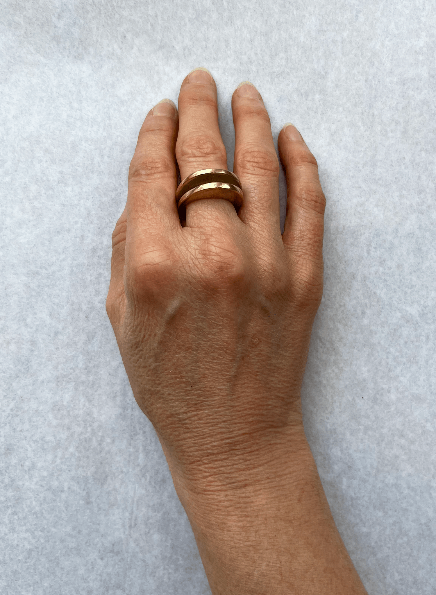 Line & Label - Halo Double Ring - Brass - Meg