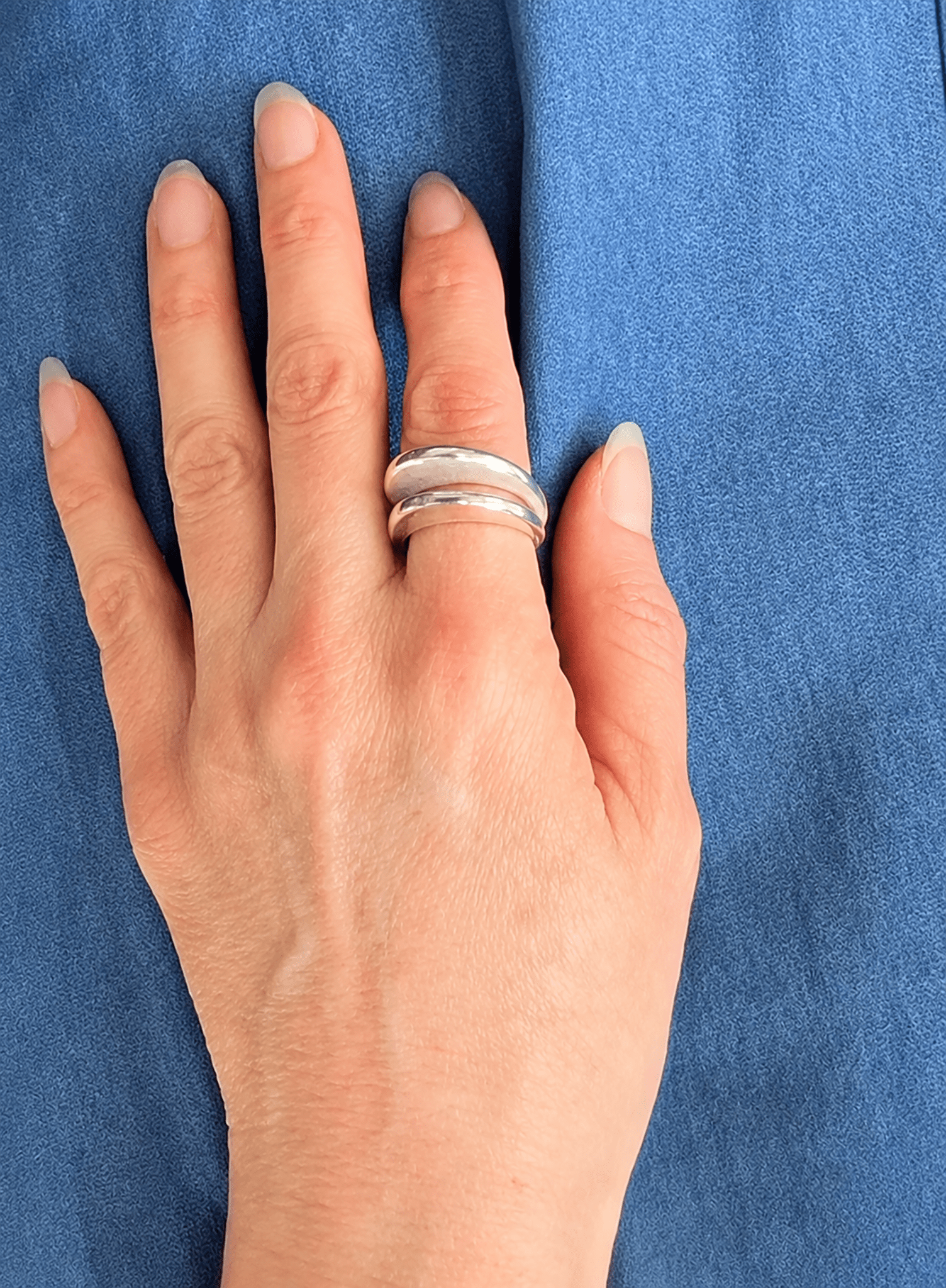 Line & Label - Halo Double Ring - Sterling Silver - Meg