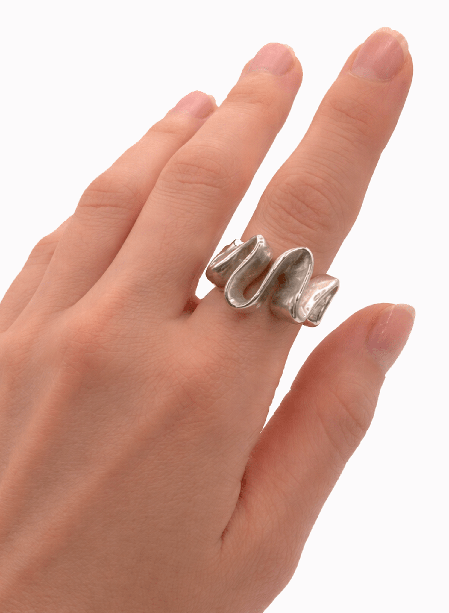 Line &amp; Label - Ribbon Ring - Sterling Silver - Meg