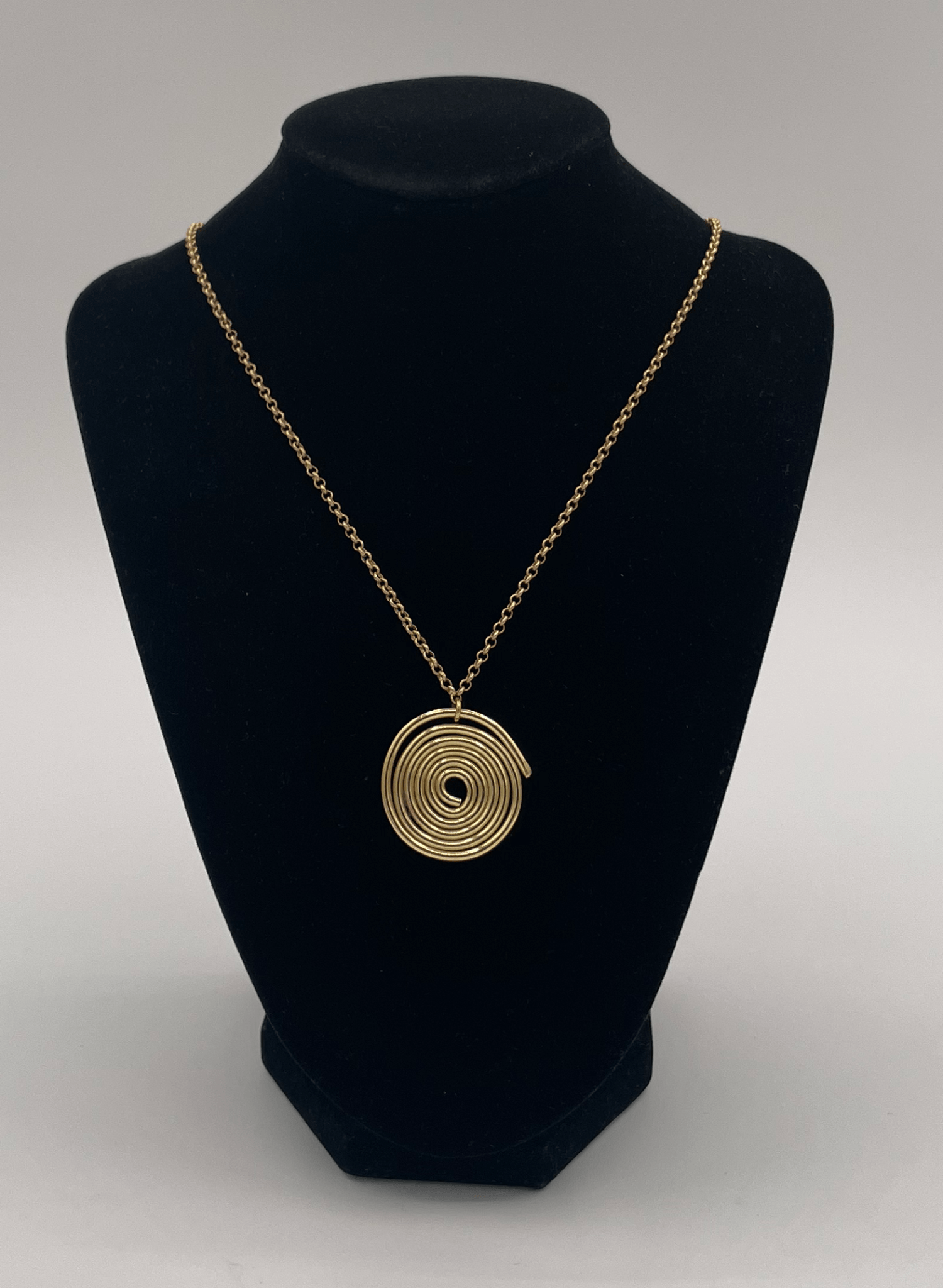 Line & Label - Swirl Pendant Necklace - Brass - Meg