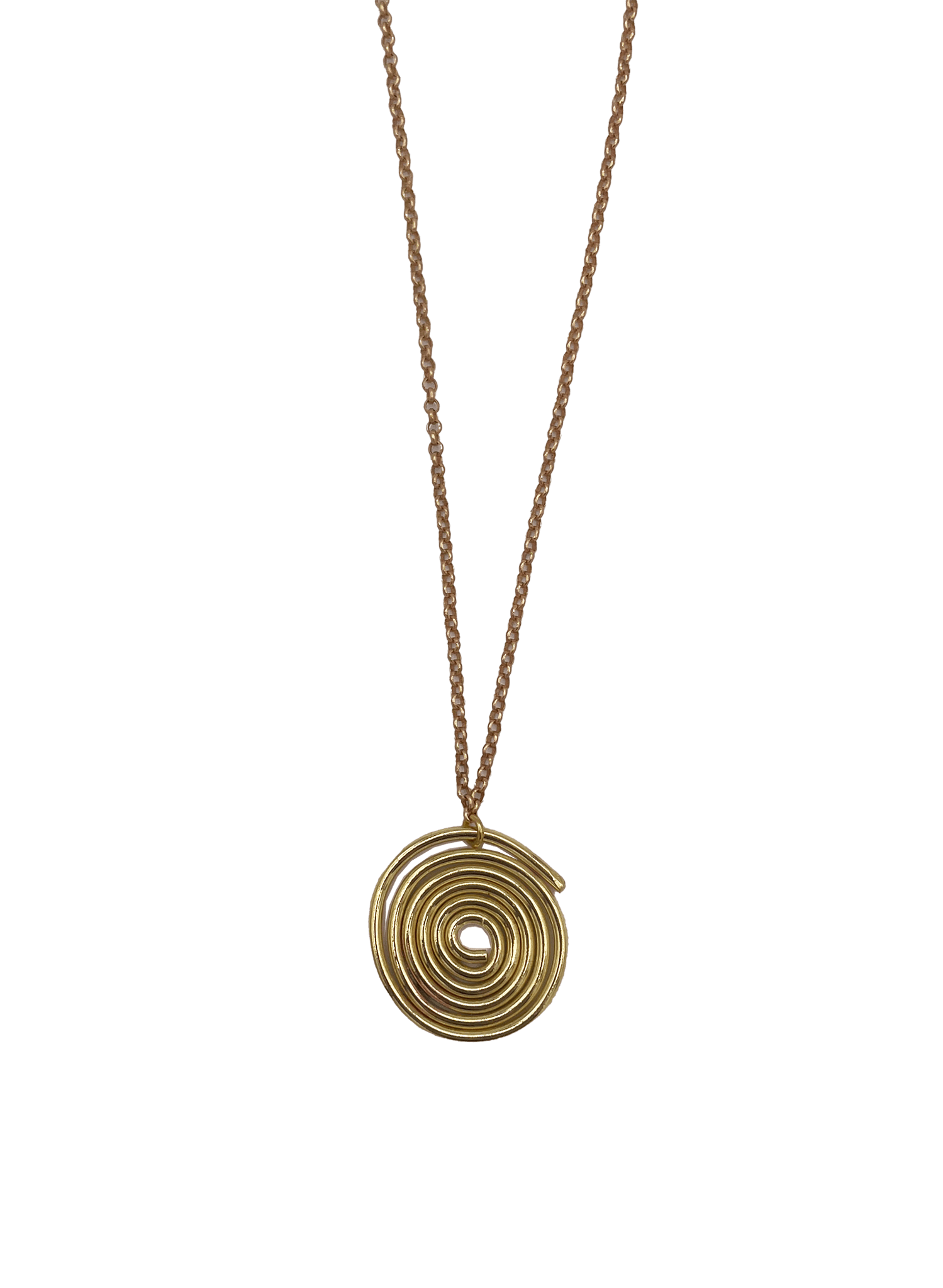 Line & Label - Swirl Pendant Necklace - Brass - Meg