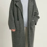 Full length Oversized patch pocket cardigan sweater - charcoal grey - Meg