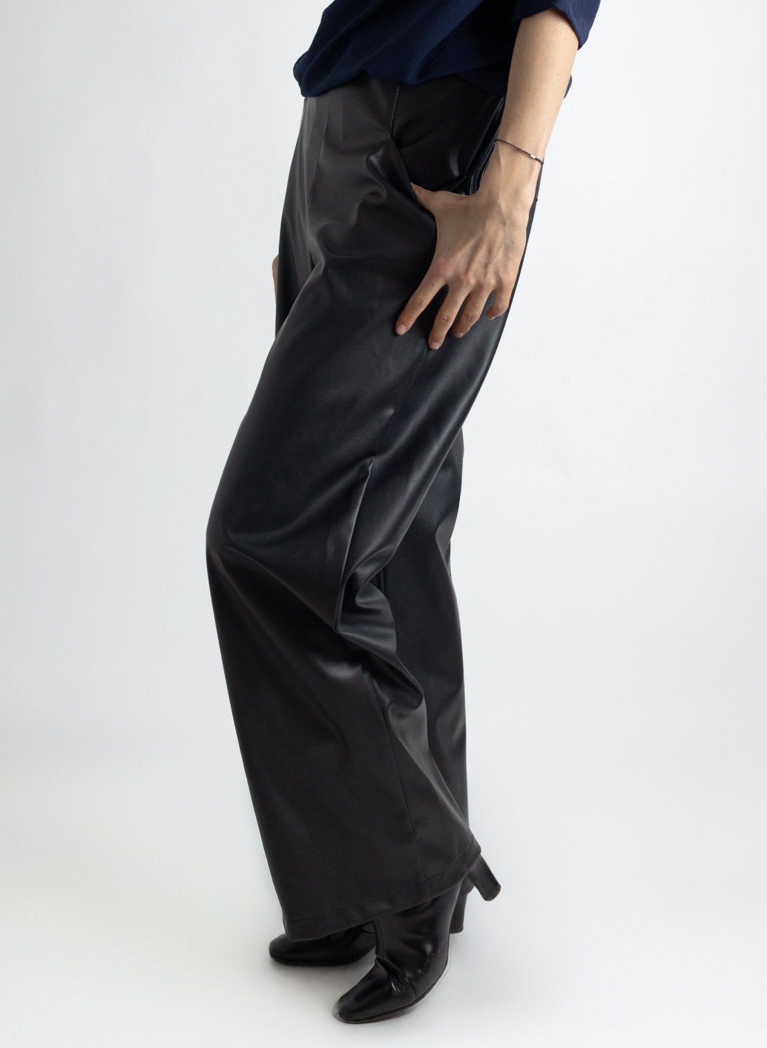 Long Odette Pant - Black Pleather - Meg