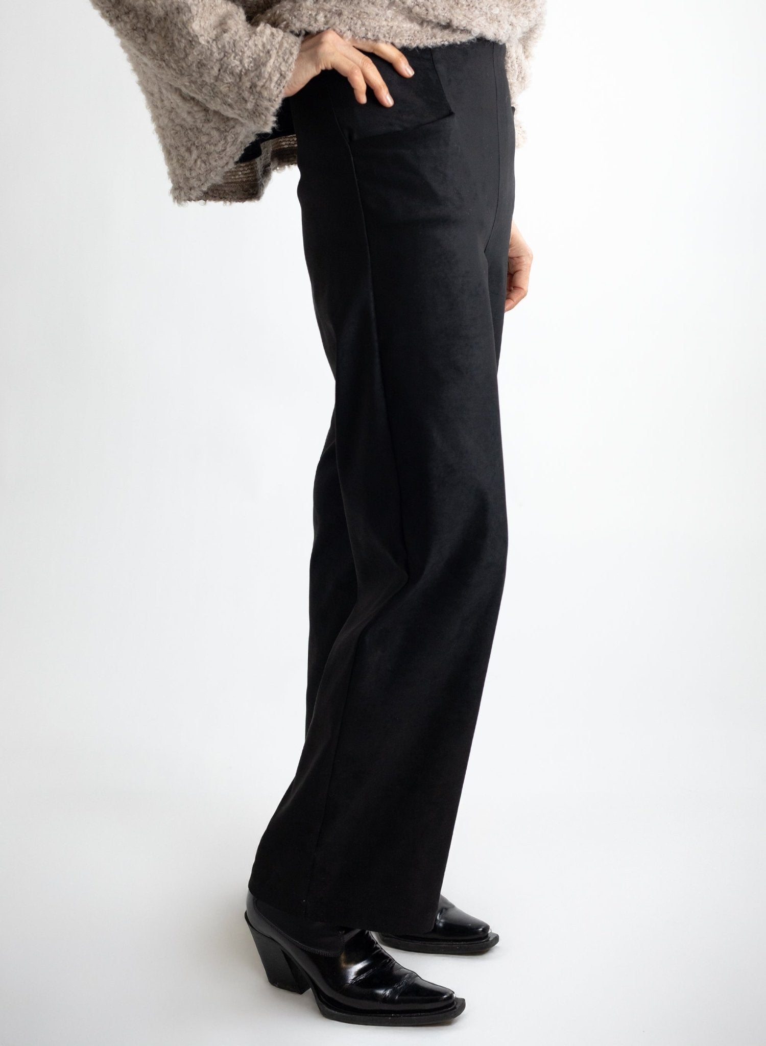 Long Odette Pant - Black Suede - Meg