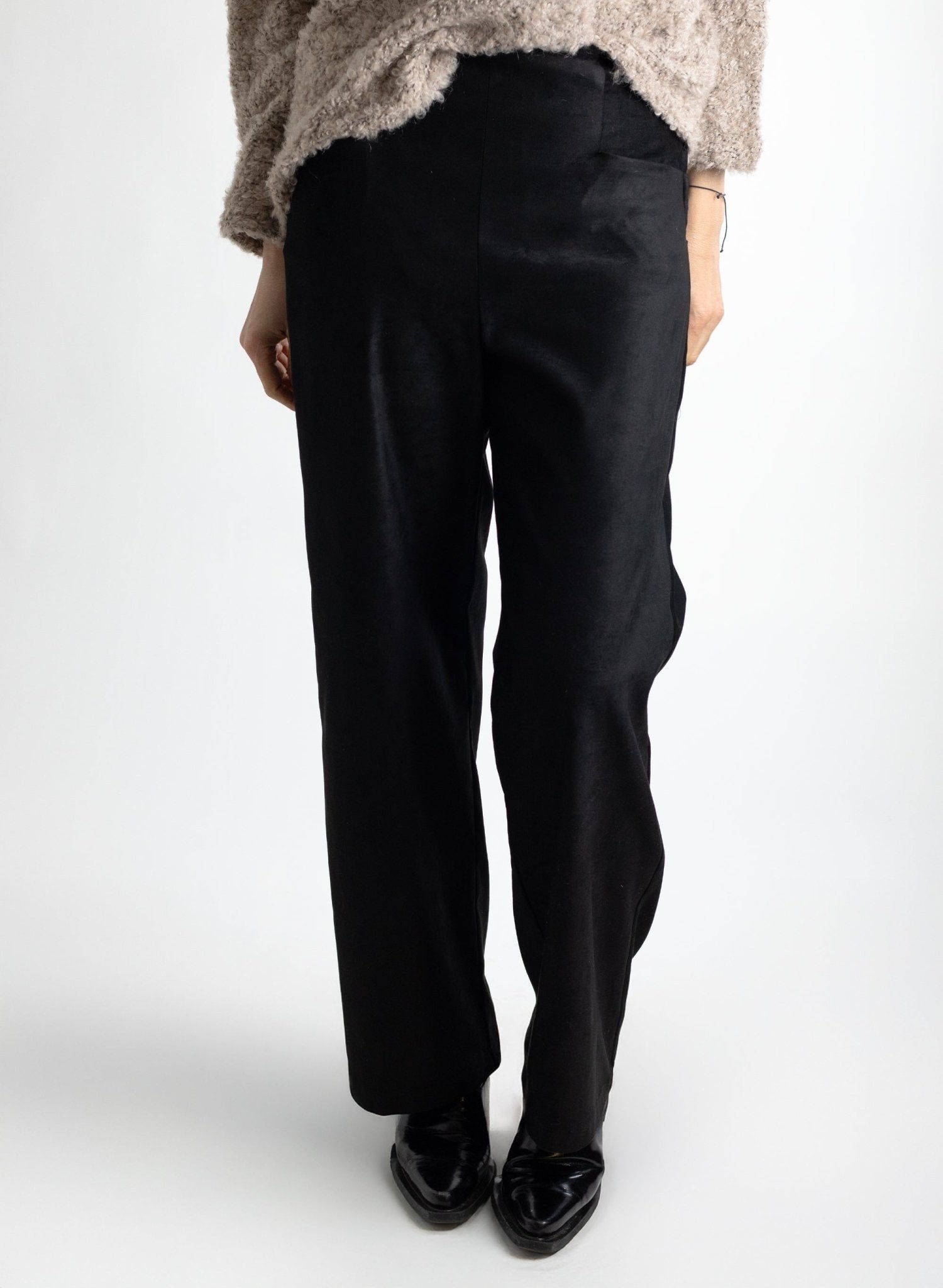 Long Odette Pant - Black Suede - Meg