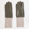 Long Rib Cuff Gloves - Olive/Cream - Meg