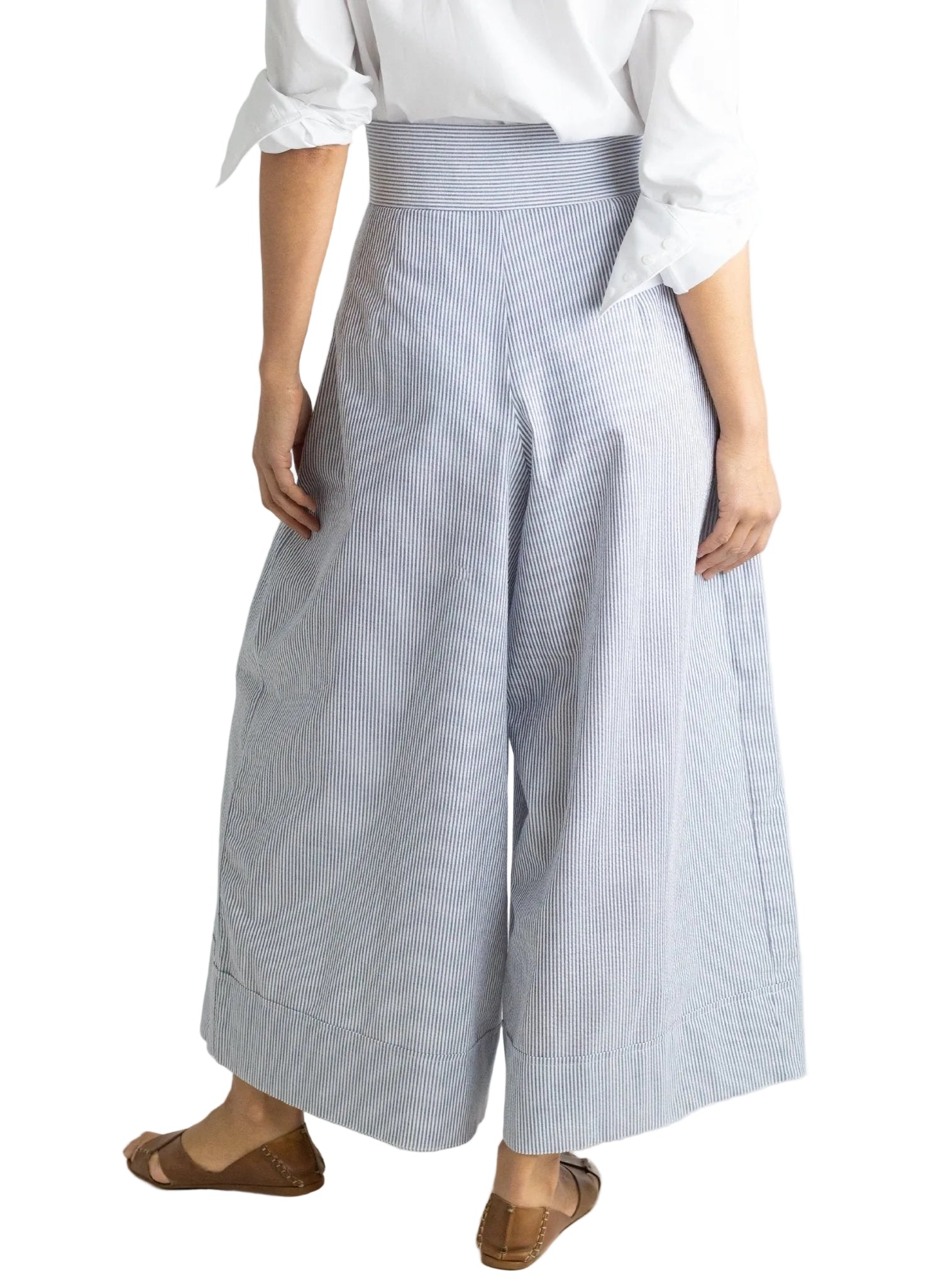 Long Secret Pant - Navy Seersucker - Meg - Made in NYC