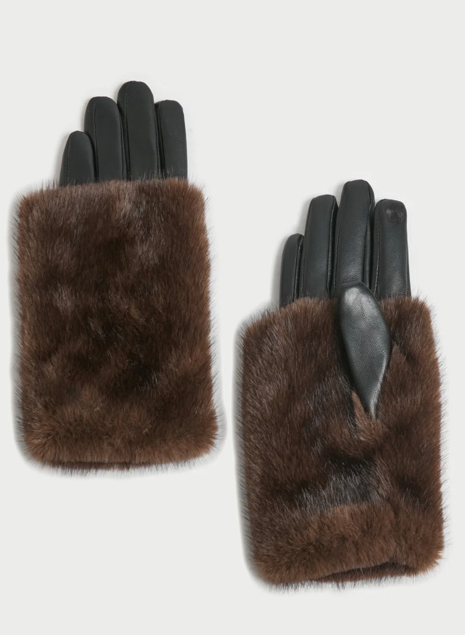 Luxe Fur Gloves - Brown - Meg
