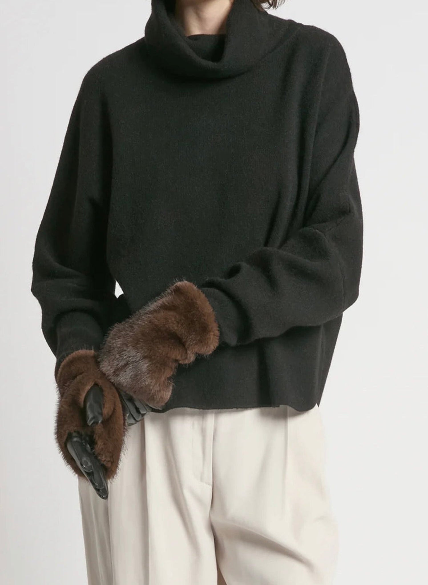 Luxe Fur Gloves - Brown - Meg