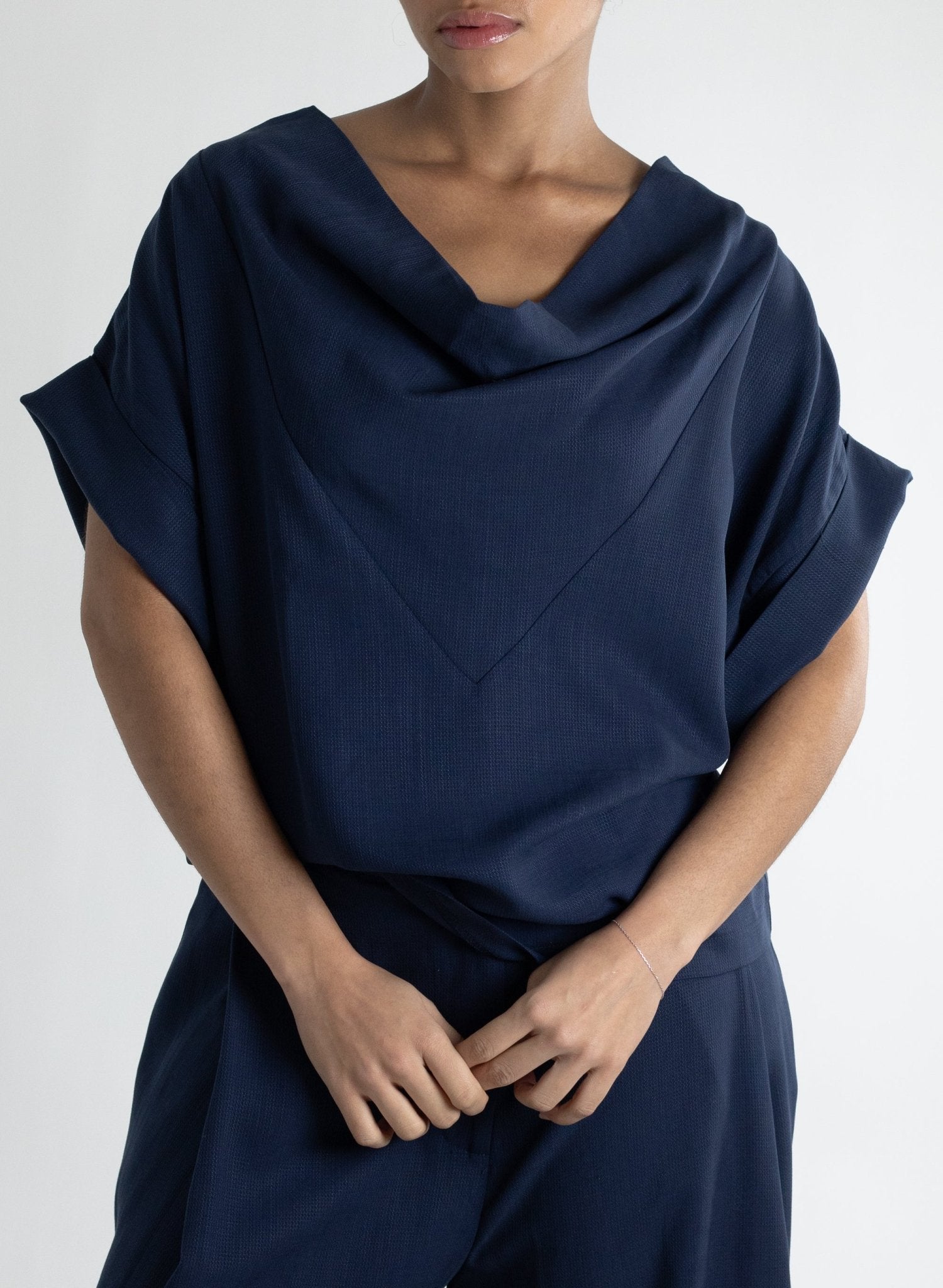 Mira Cowl Top - Navy - Meg