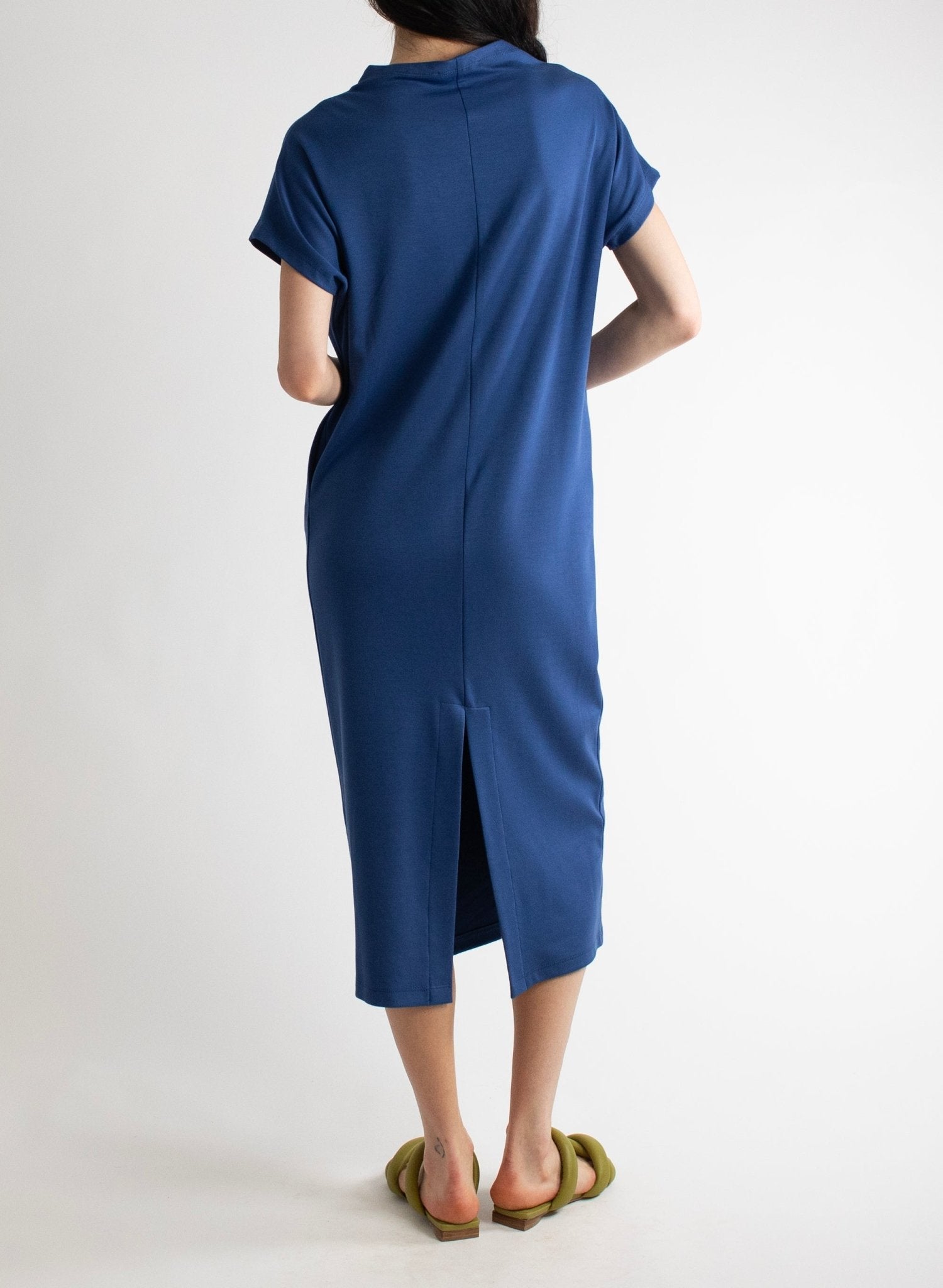 Mock Neck T-Shirt Dress - Denim - Meg - Made in Canada