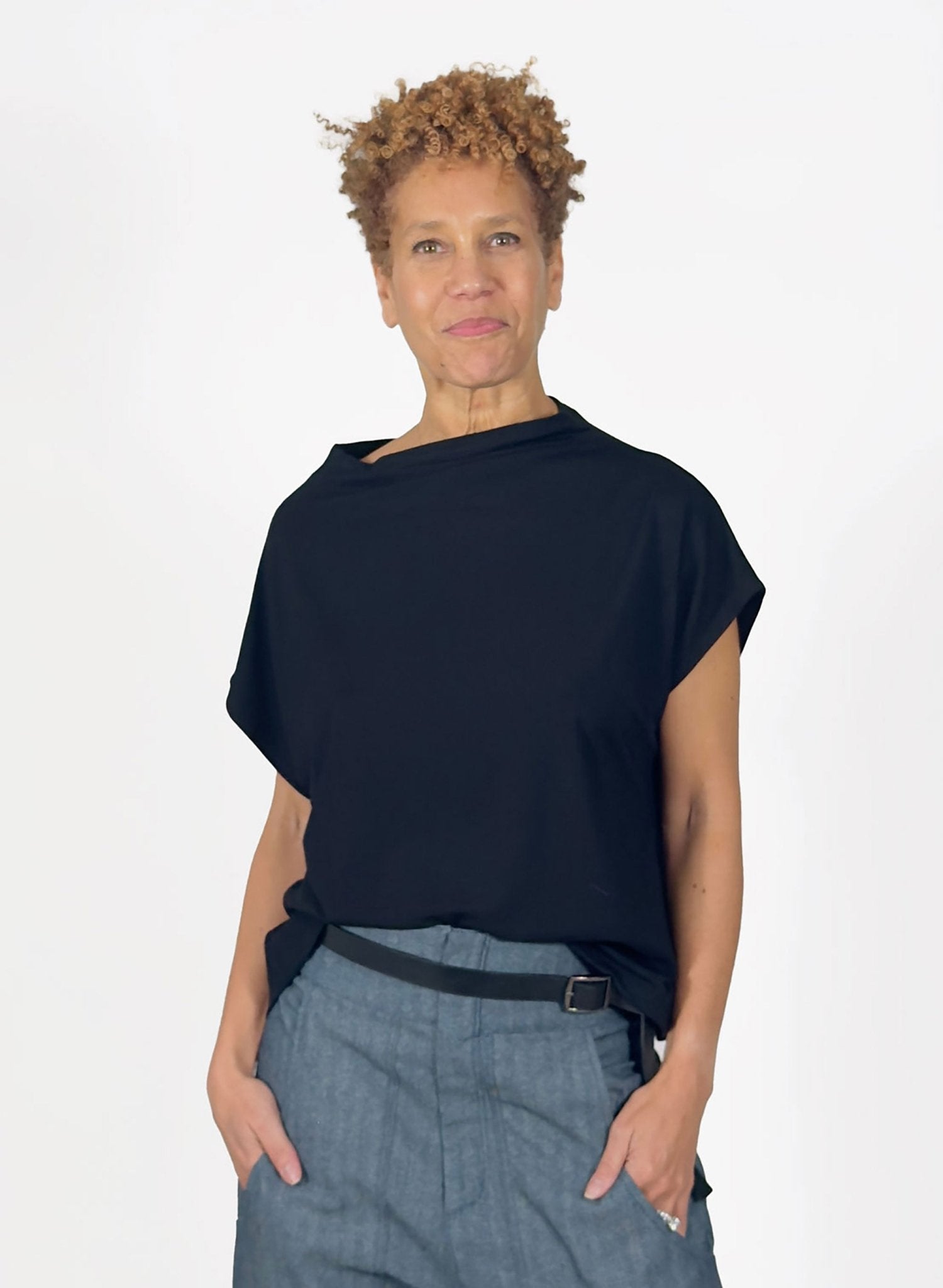 Mock Neck Tee - Black - Meg