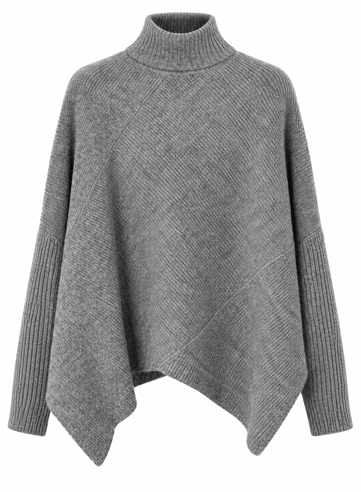 Notch Knit Pullover Sweater - Grey - Meg