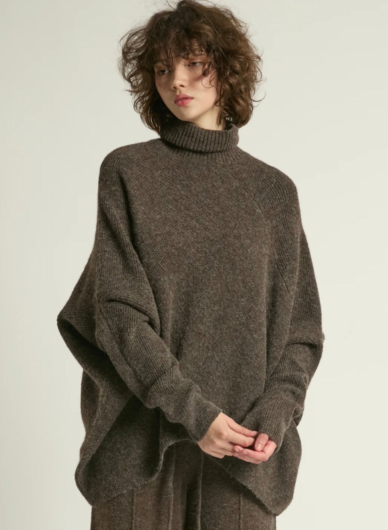 Notch Knit Pullover Sweater - Mocha - Meg