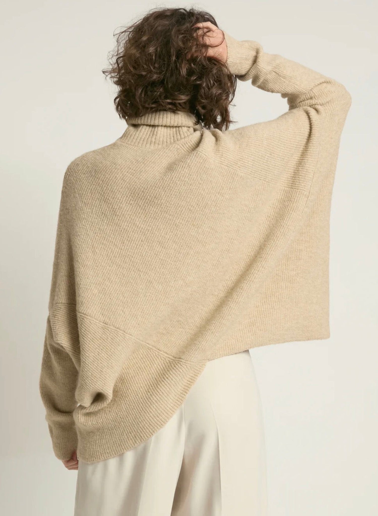 Turtleneck cozy oversized sweater - neutral beige - Meg