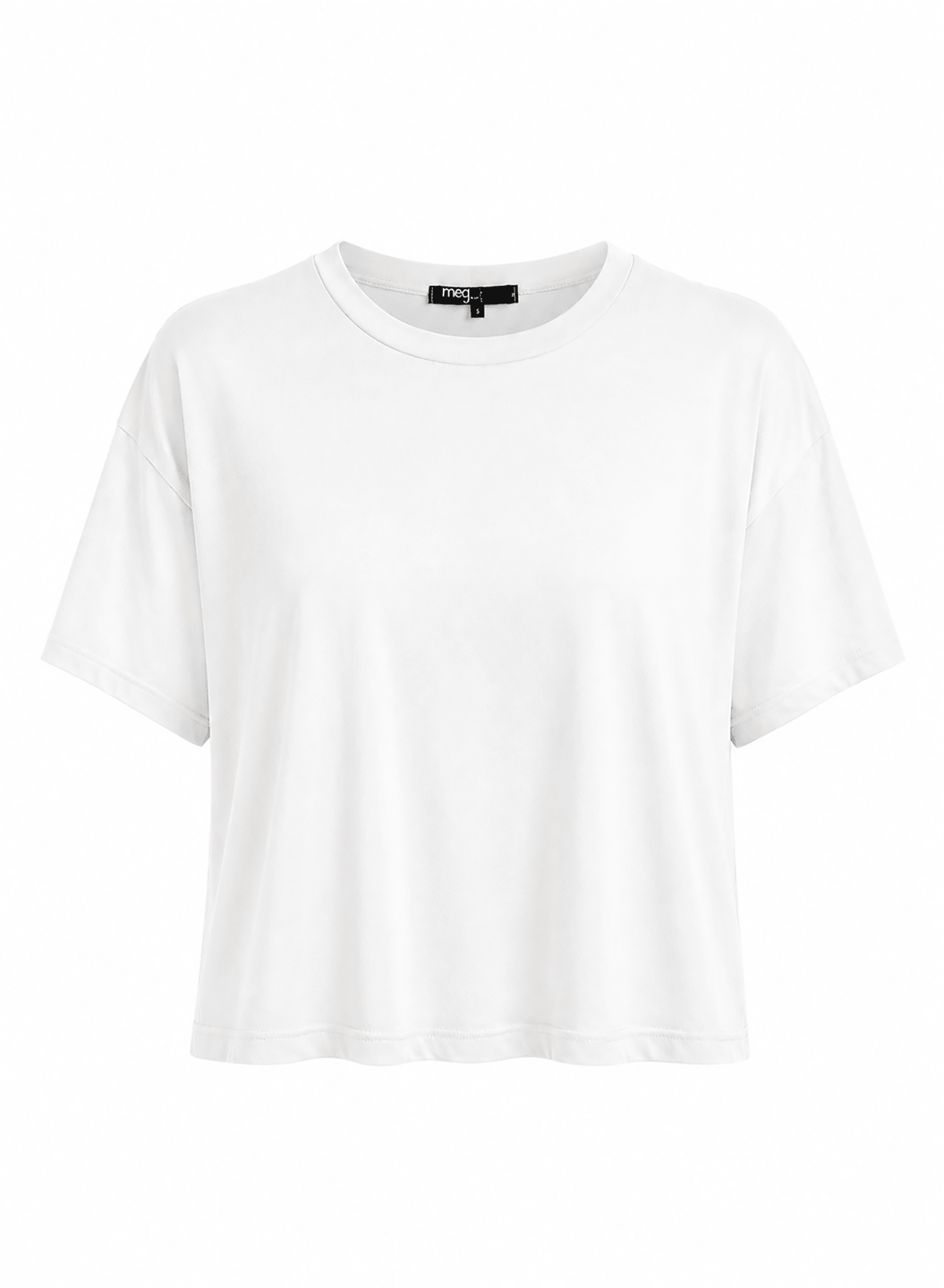 Oversized Cropped Tee - White - Meg