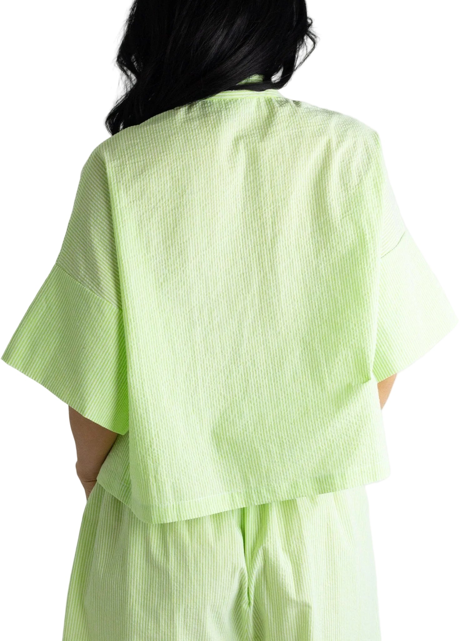 Petite Chemise - Lime Seersucker - Meg - Made in NYC