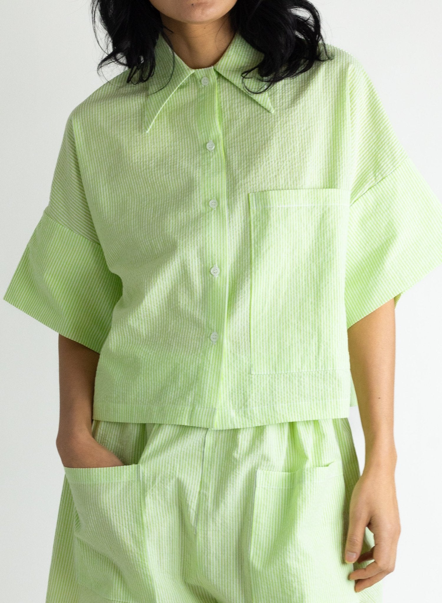 Petite Chemise - Lime Seersucker - Meg