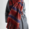 Plaid Fringe Scarf - Red - Meg