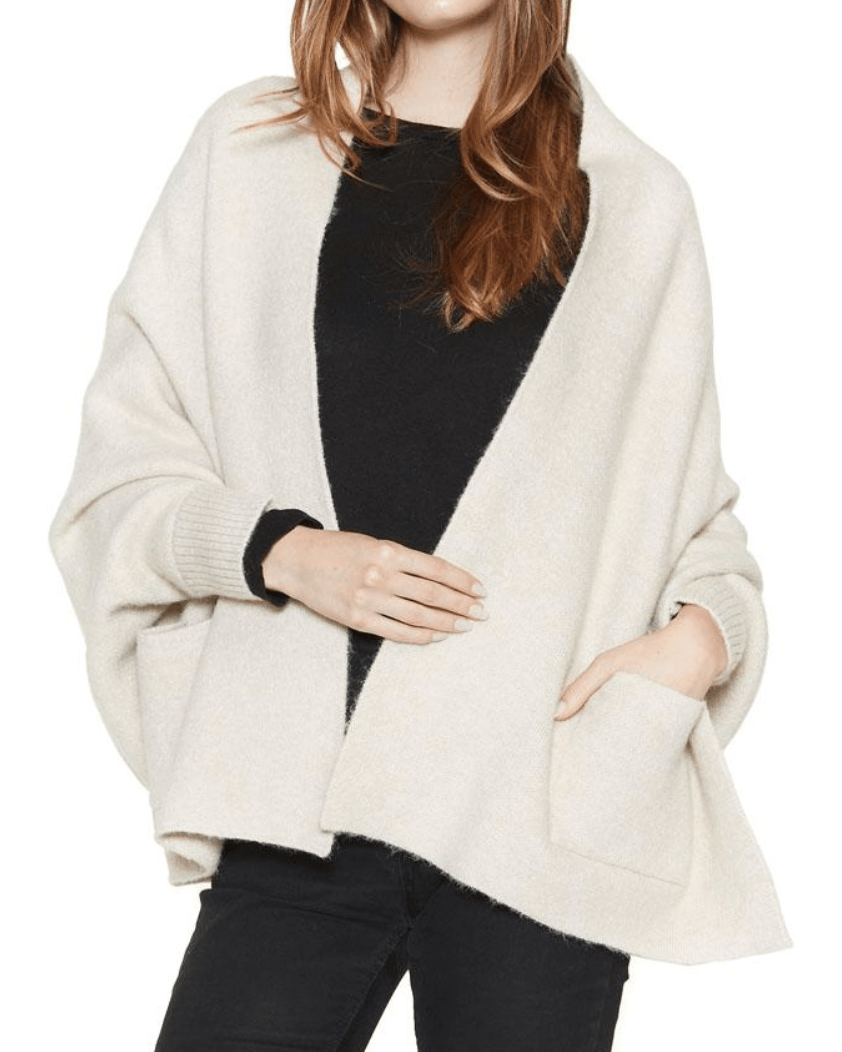 Pocket Shrug Cape Cardigan - Ivory - Meg