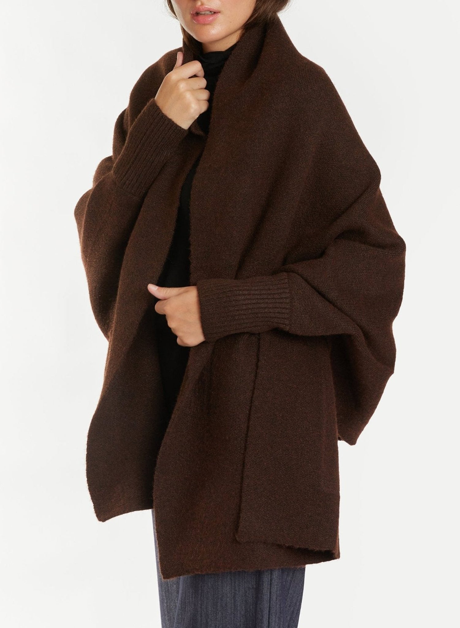 Pocket Shrug Cape Cardigan - Mocha - Meg