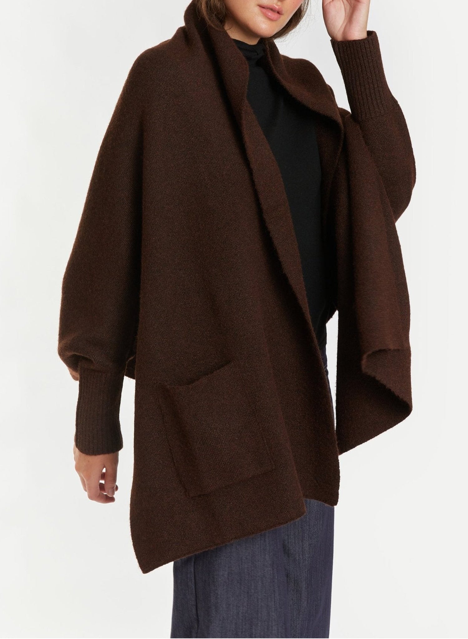 Pocket Shrug Cape Cardigan - Mocha - Meg