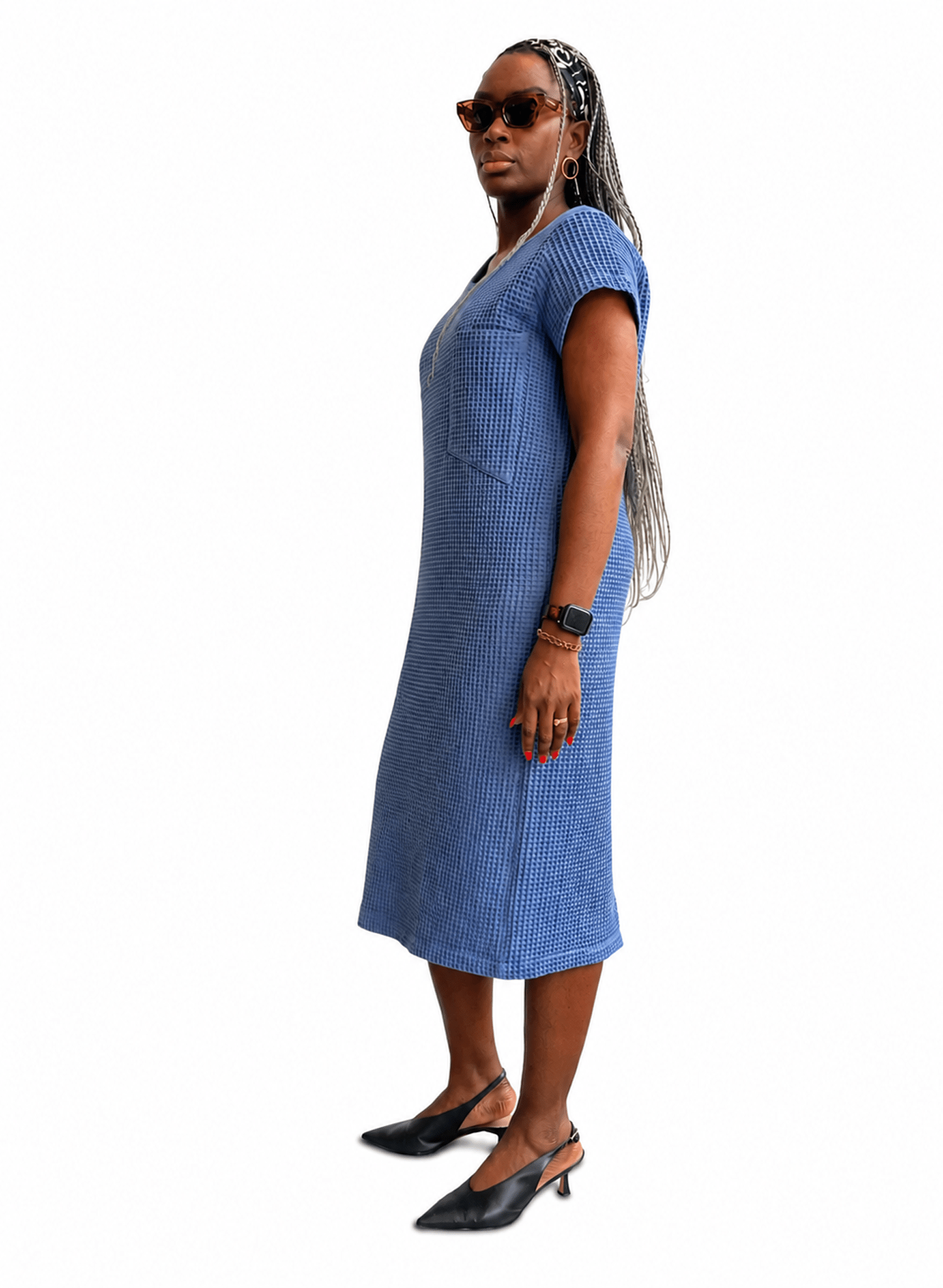 Pocket T-Shirt Dress - Steel Blue - Meg