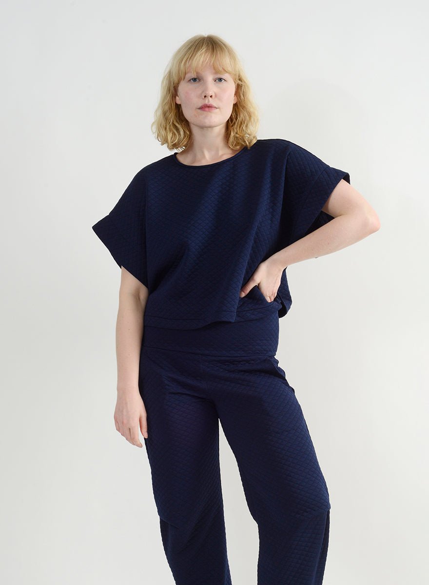 Quilted Oversize Top - Navy - L (RESALE ITEM) - Meg