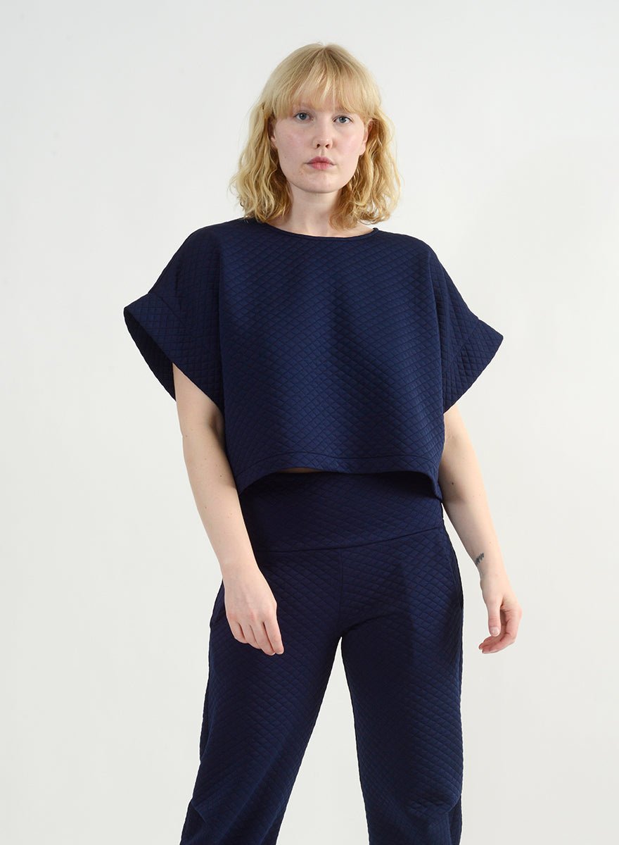 Quilted Oversize Top - Navy - L (RESALE ITEM) - Meg