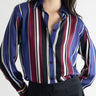 Raya Button Down - Cool Toned Stripe - Meg