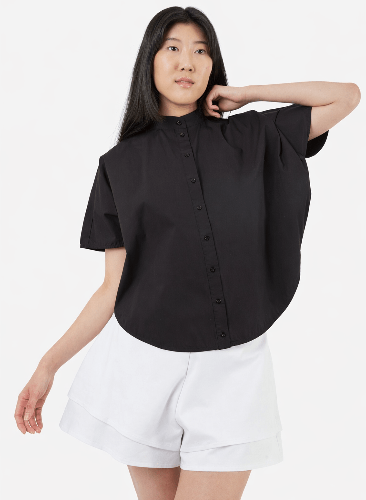 Rounded Hem Shirt - Black - Meg