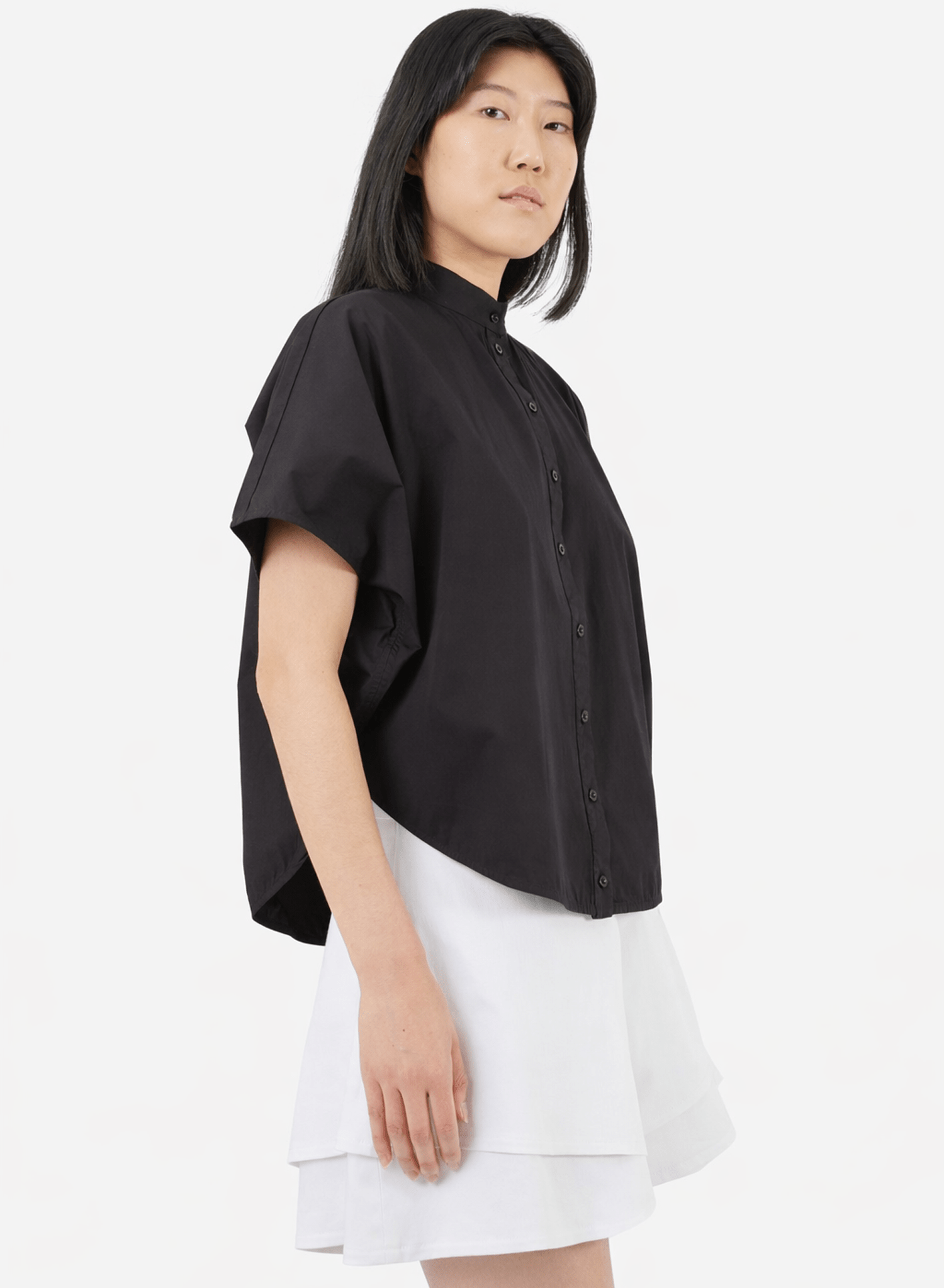 Rounded Hem Shirt - Black - Meg