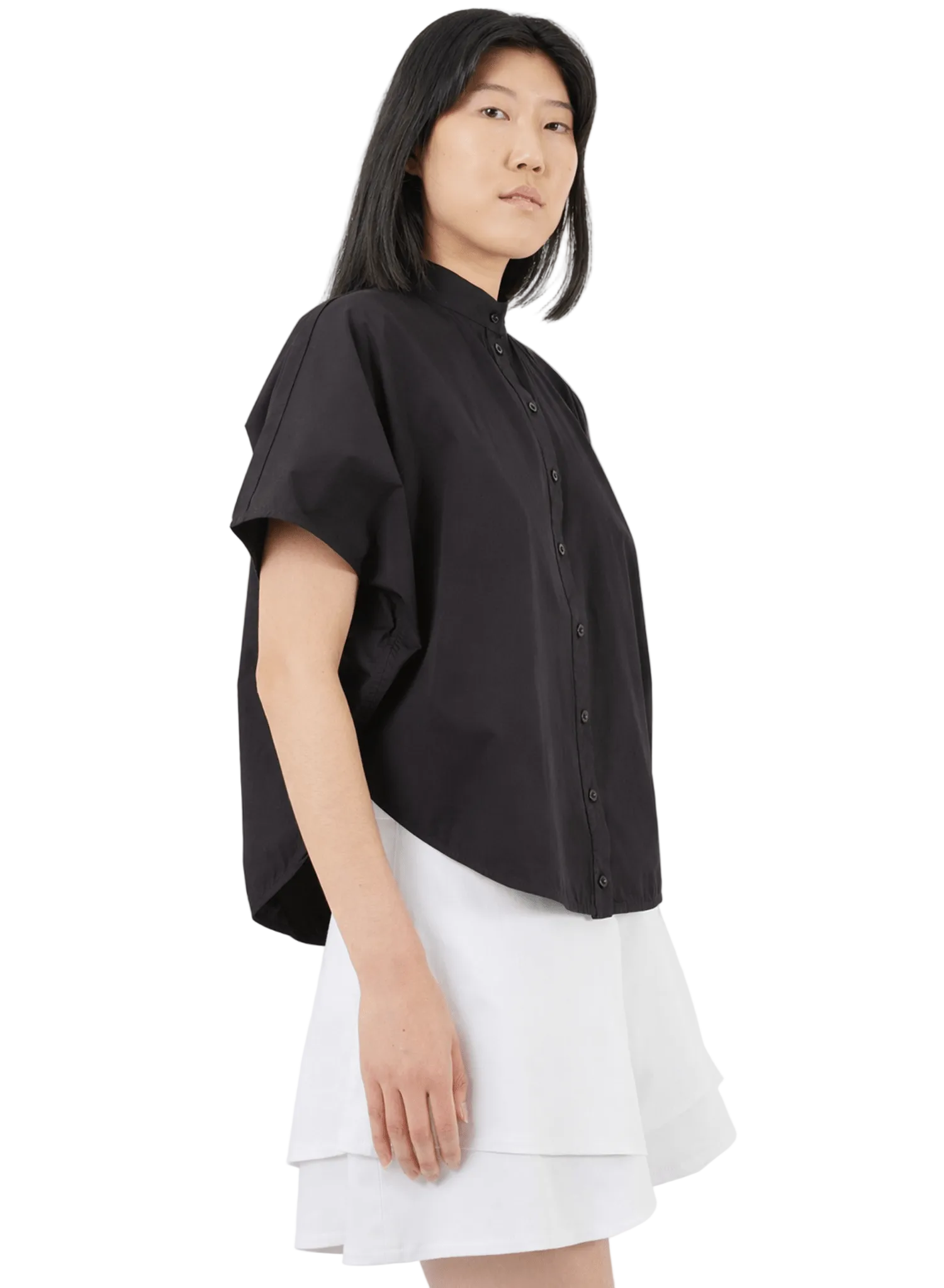 Rounded Hem Shirt - Black - Meg