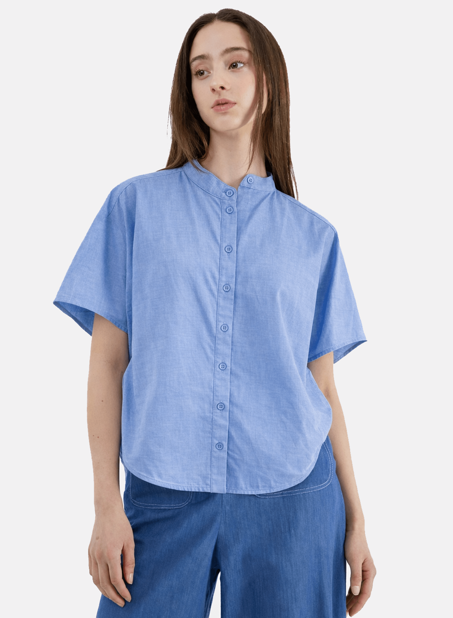 Rounded Hem Shirt - Blue - Meg