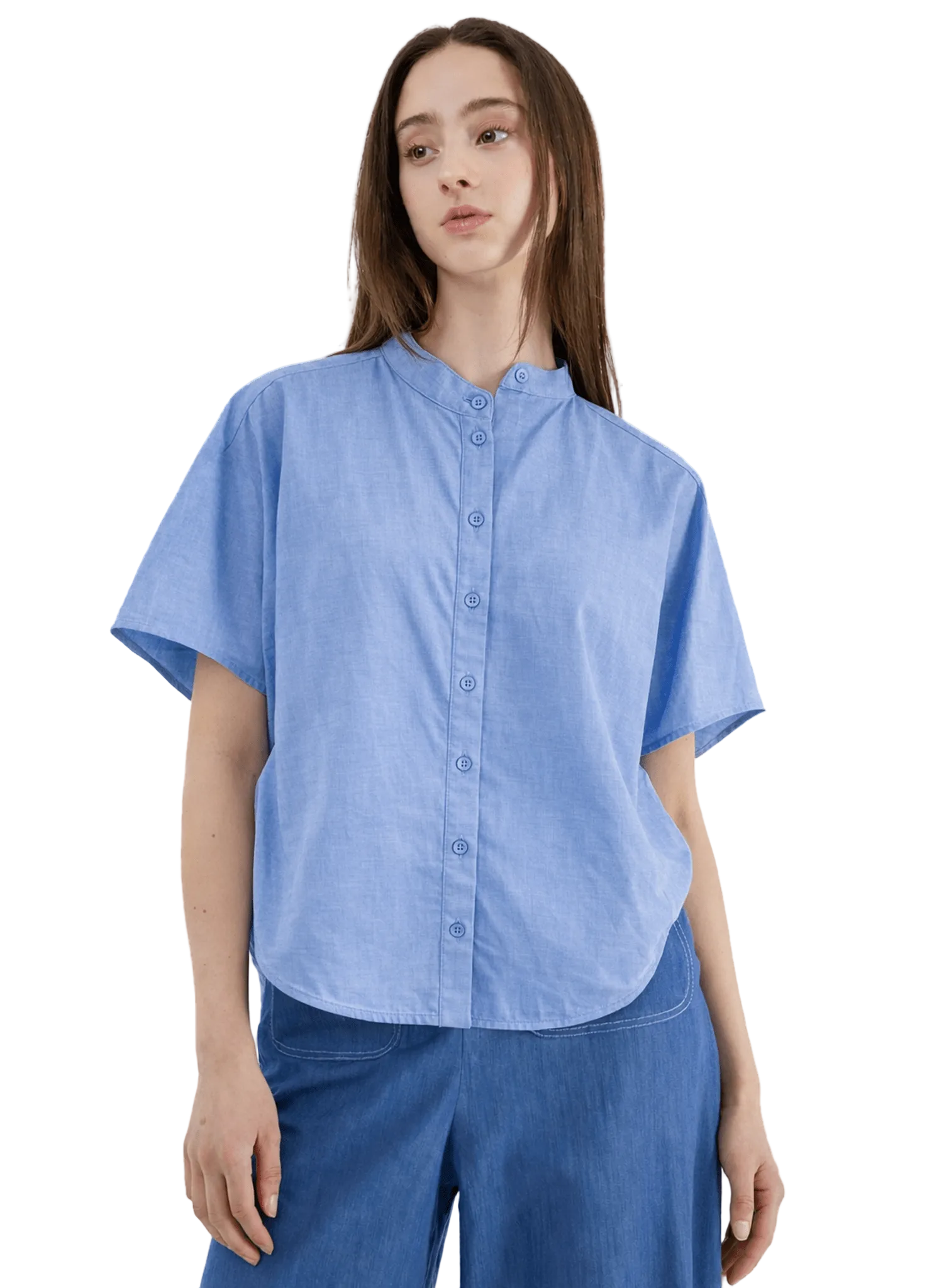 Rounded Hem Shirt - Blue - Meg