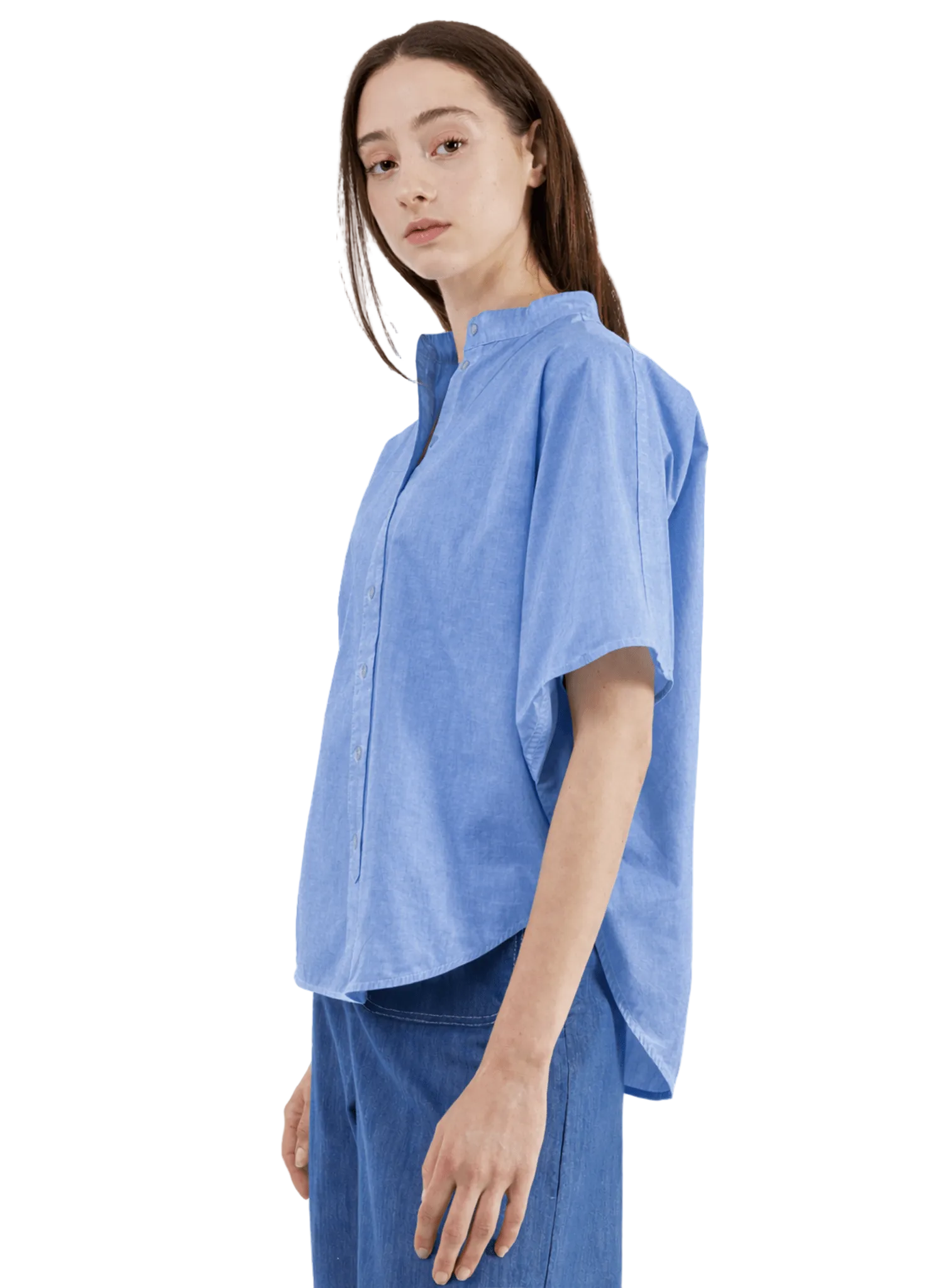 Rounded Hem Shirt - Blue - Meg