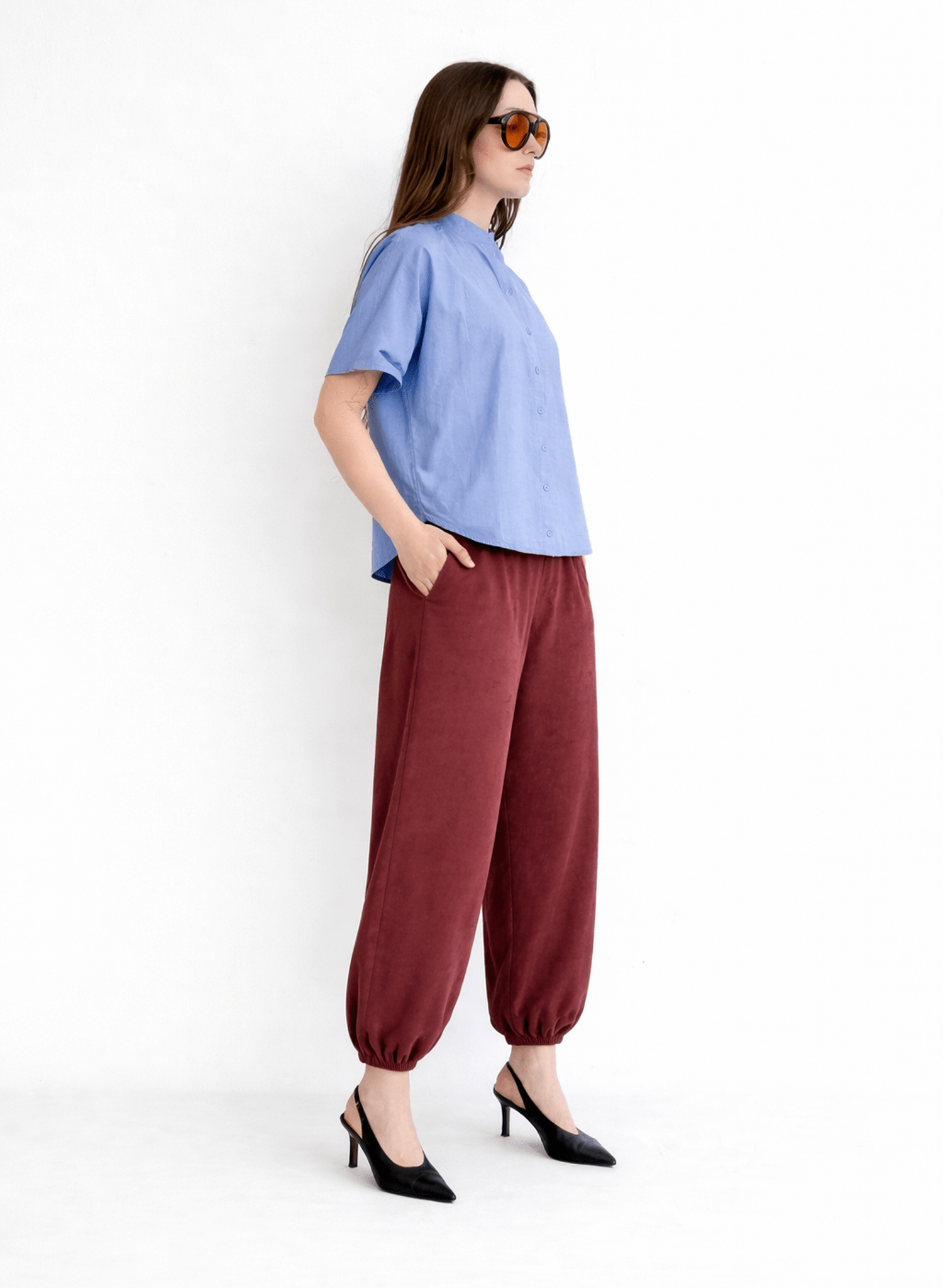 Rounded Hem Shirt - Blue - Meg