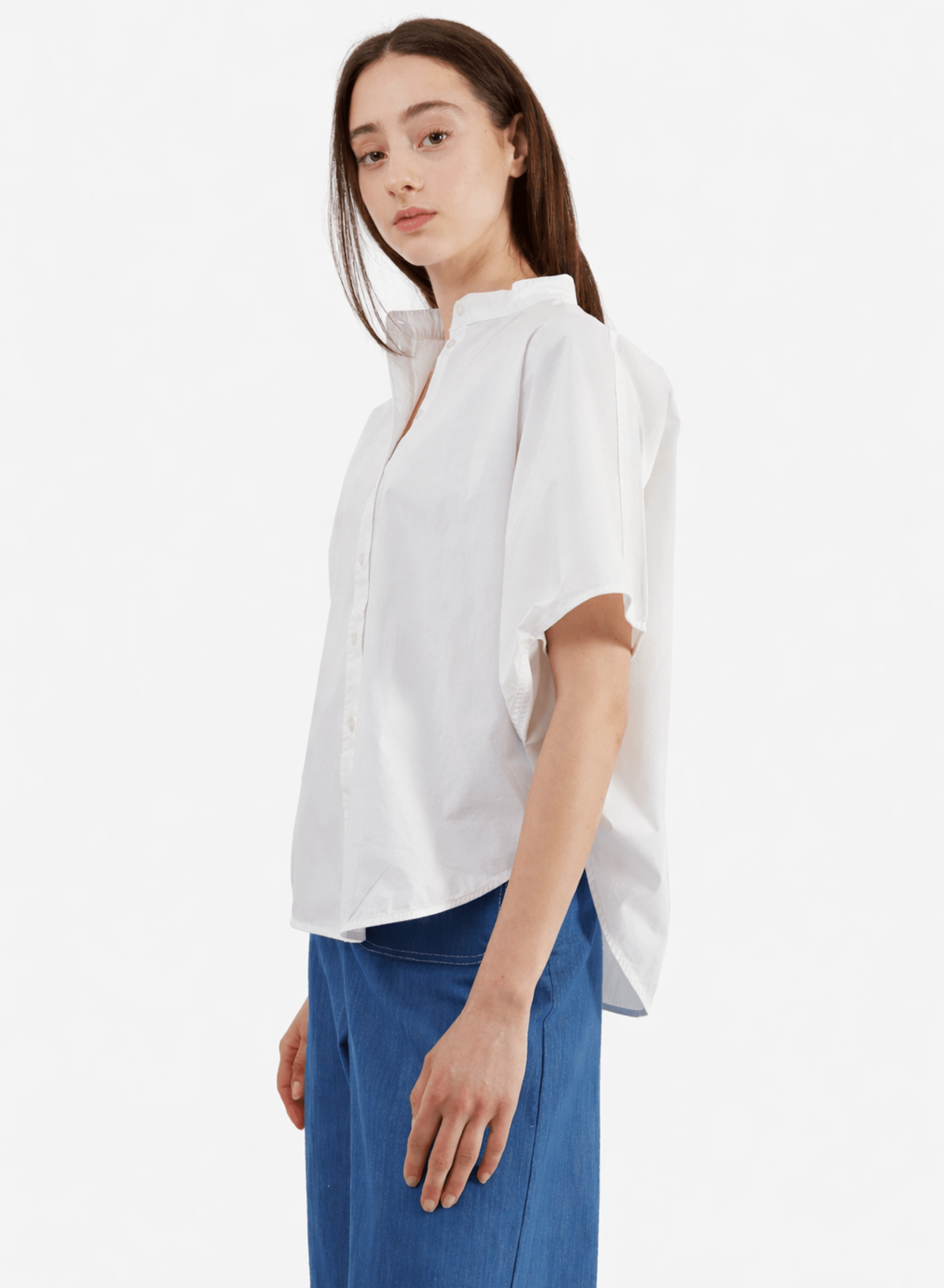 Rounded Hem Shirt - White - Meg