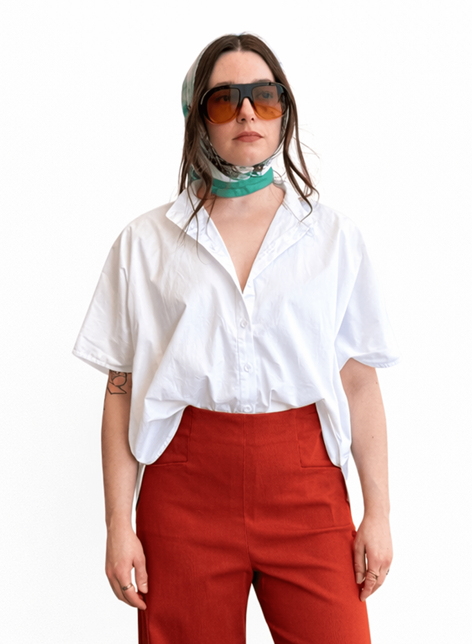 Rounded Hem Shirt - White - Meg