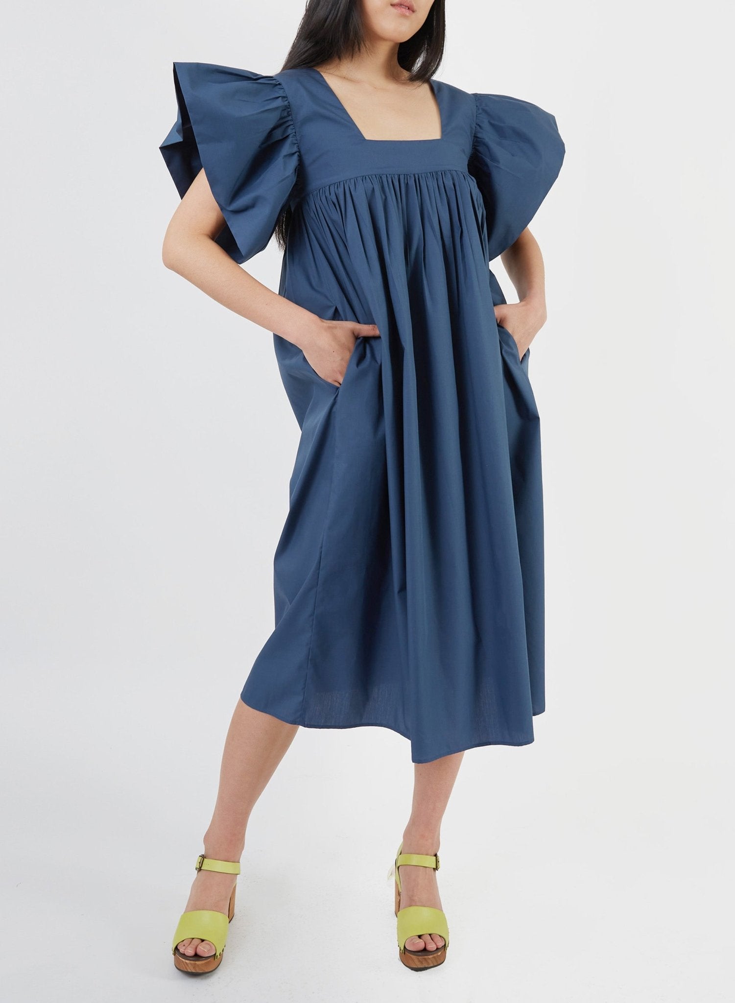 Ruffle Sleeve Babydoll Dress - Deep Ocean - Meg