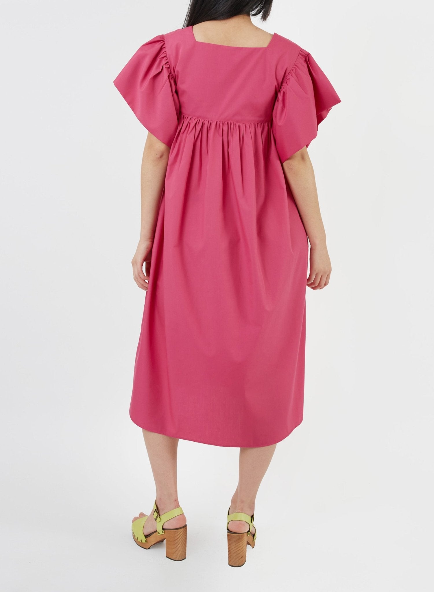 Ruffle Sleeve Babydoll Dress - Fuchsia - Meg