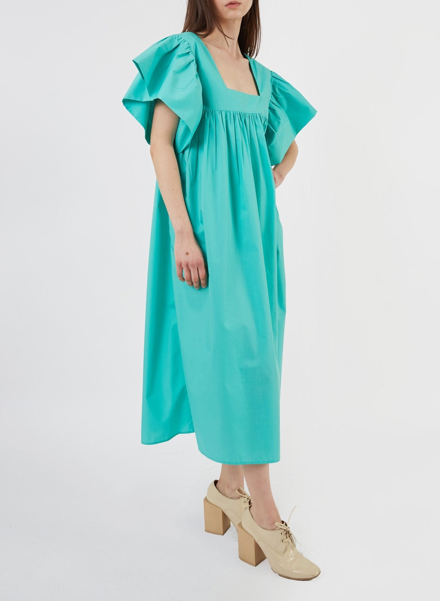 Ruffle Sleeve Babydoll Dress - Seafoam - Meg