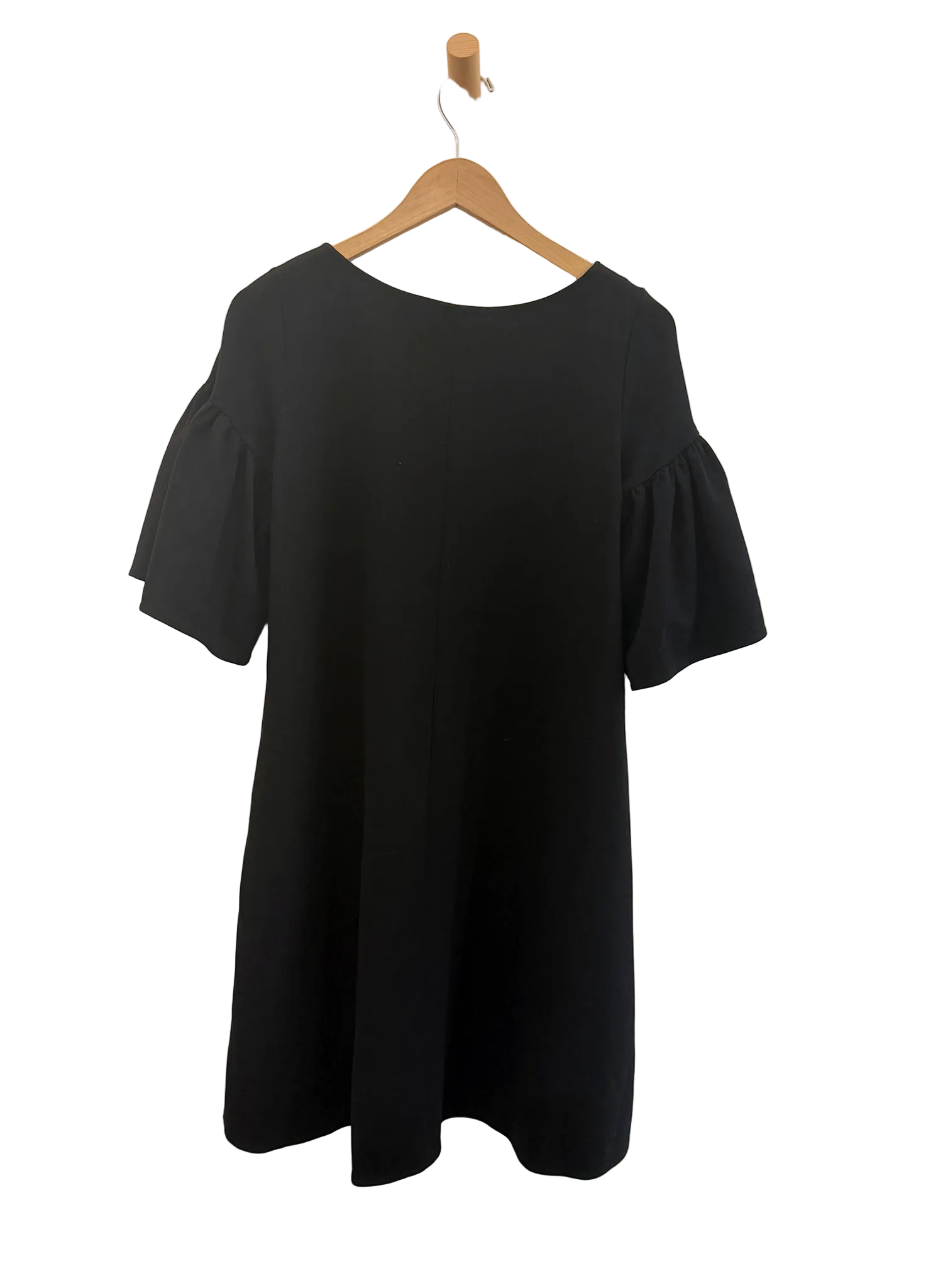 Ruffle Sleeve Ponte Dress (RESALE ITEM) - Black - S