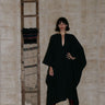 Woven hemp Kaftan - slightly oversized maxi Dress - Black - Meg