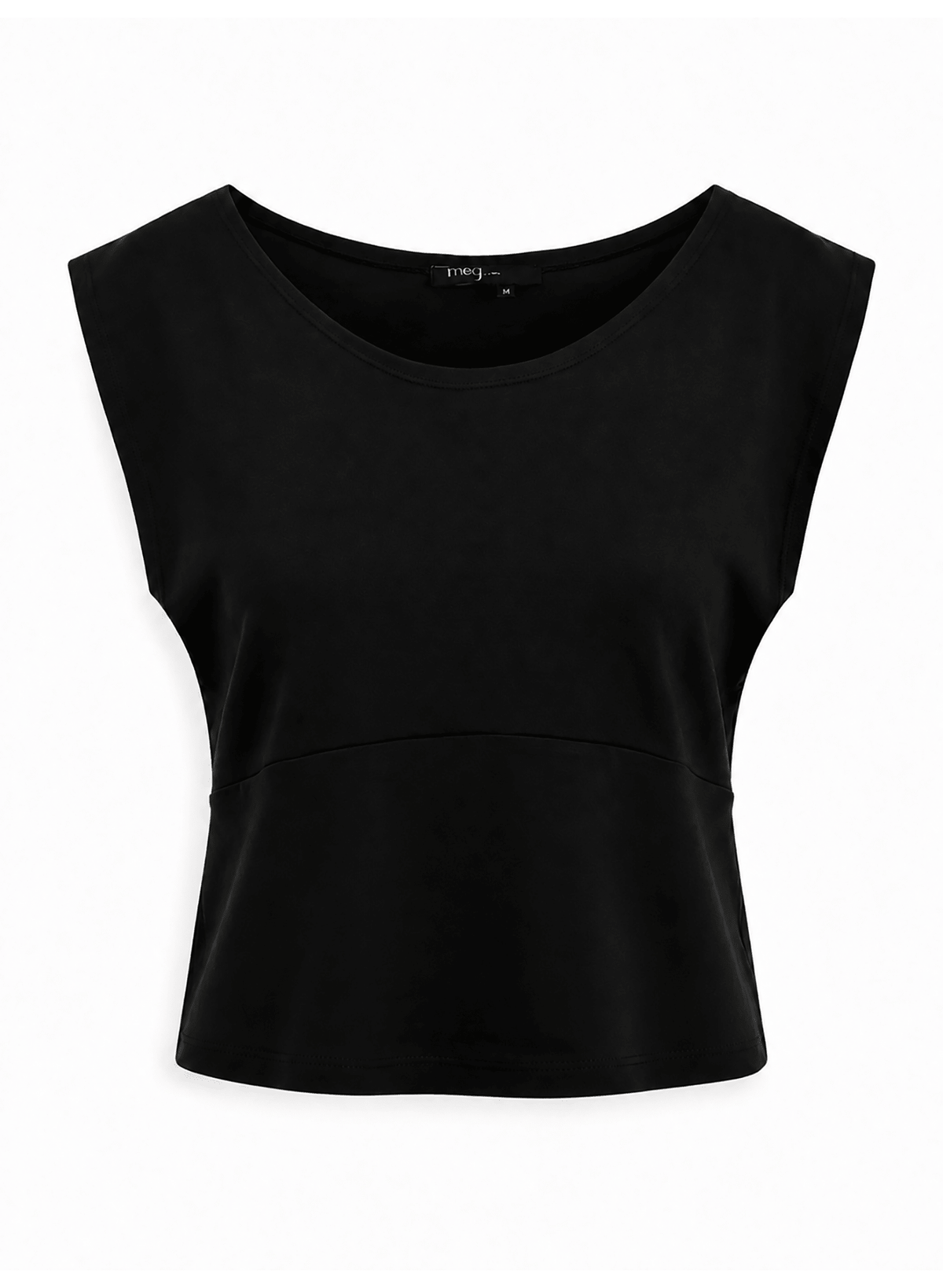 Scoop Neck Jersey Top - Black - Meg