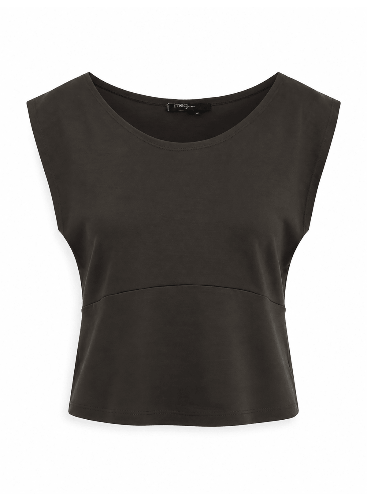 Scoop Neck Jersey Top - Olive - Meg