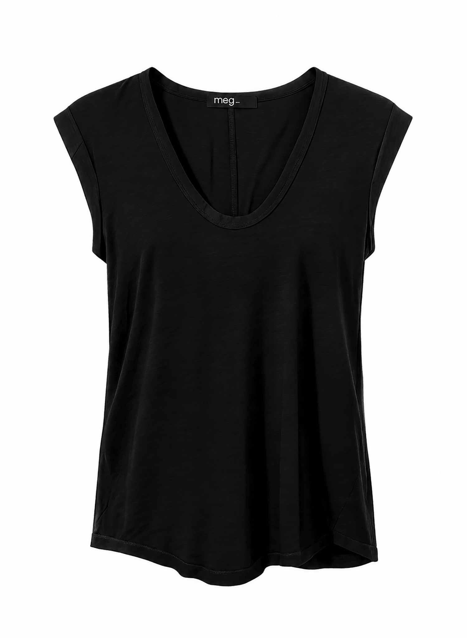 Scoop Neck Tee - Black - Meg
