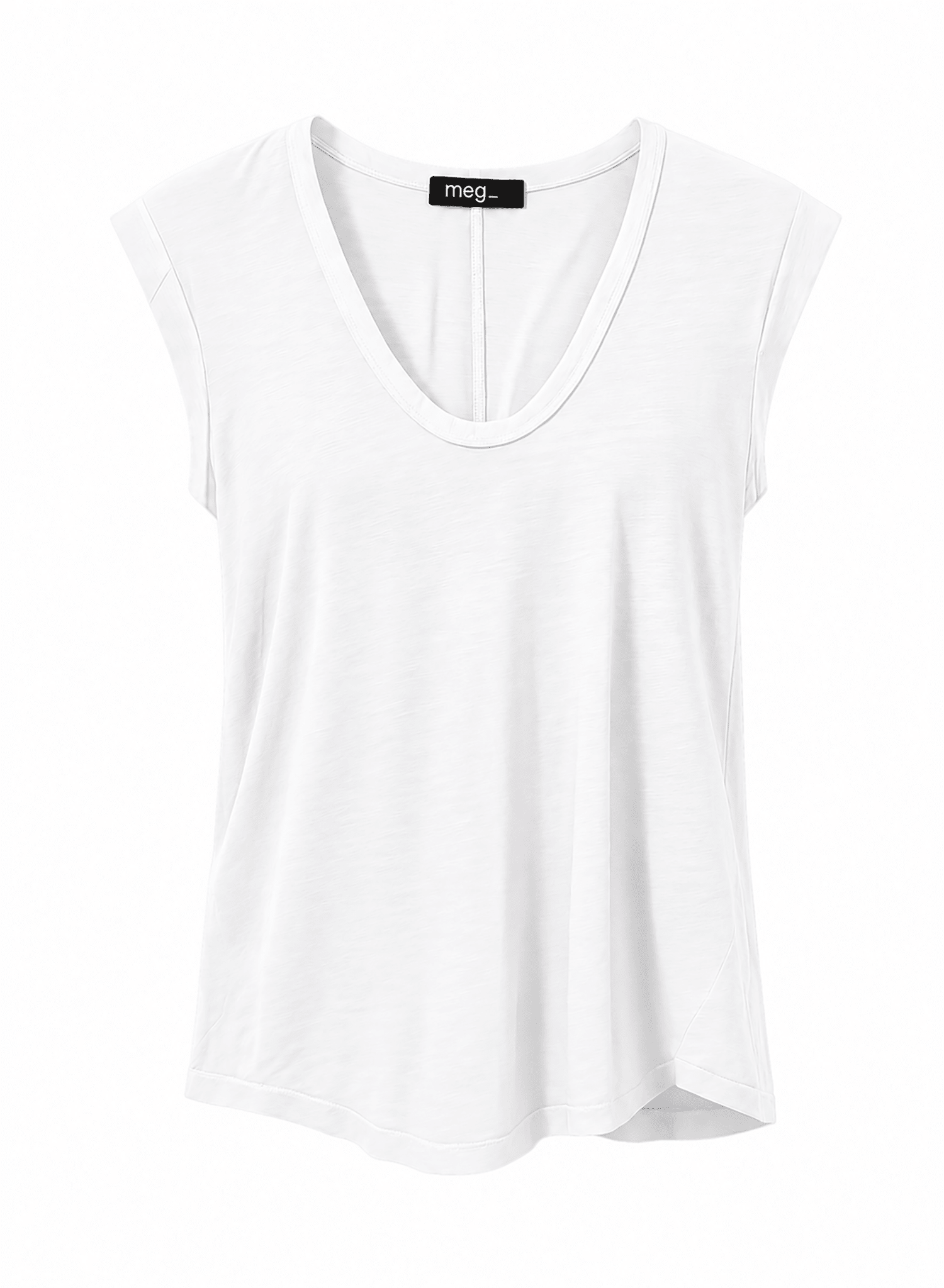 Scoop Neck Tee - White - Meg