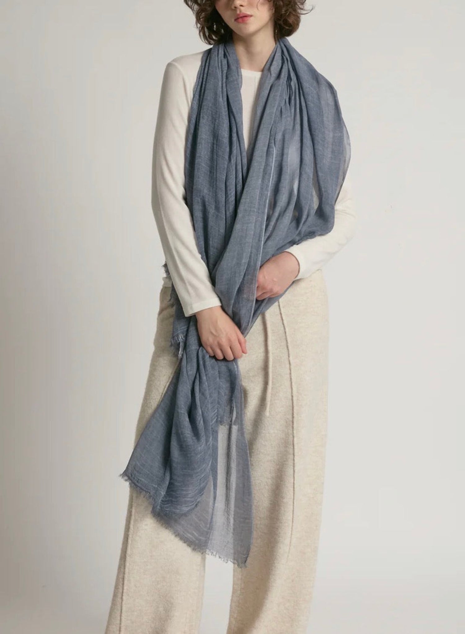 Sheer Long Scarf - Denim - Meg
